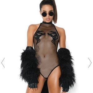 Dolls Kill Bad Luck Dragon Fishnet Bodysuit